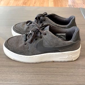 Gray suede Air Force 1s